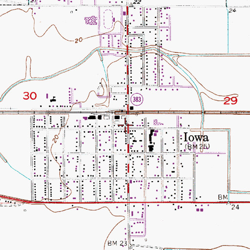 Topographic Map of Iowa, LA
