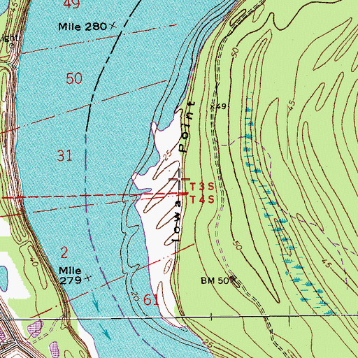Topographic Map of Iowa Point, LA