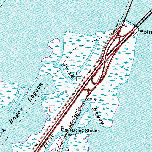 Topographic Map of Irish Bayou, LA