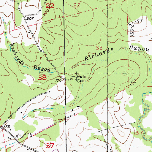 Topographic Map of Irwin Cemetery, LA