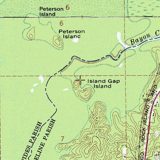 Topographic Map of Island Gap Island, LA