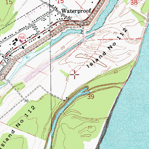 Topographic Map of Island Number Onehundred and Twelve, LA