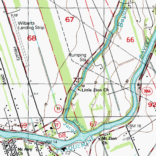 Topographic Map of Island School, LA