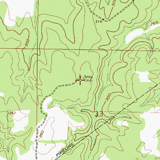 Topographic Map of Ivory Cemetery, LA