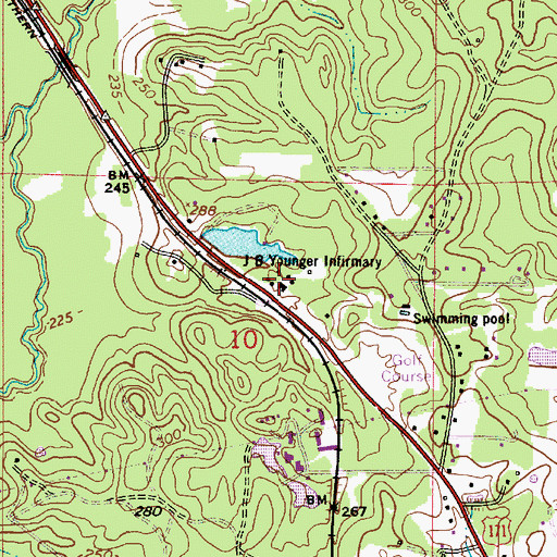 Topographic Map of J B Younger Infirmary, LA