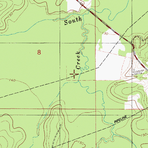 Topographic Map of Jack Creek, LA