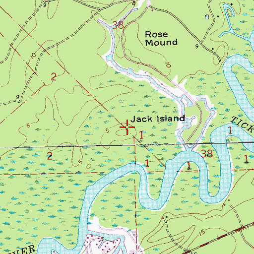 Topographic Map of Jack Island, LA