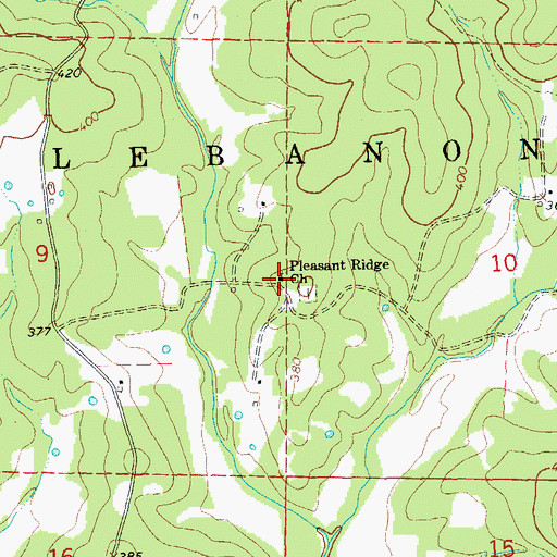 Topographic Map of Pleasant Ridge Church, AR