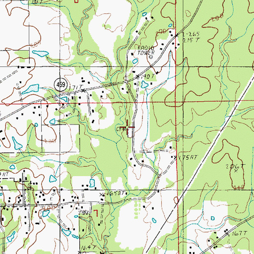 Topographic Map of Jackson Cemetery, LA