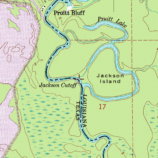 Topographic Map of Jackson Cutoff, LA