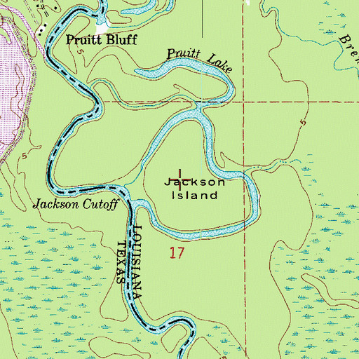 Topographic Map of Jackson Island, LA