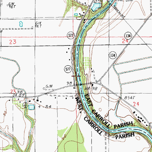 Topographic Map of Jackson Lodge, LA
