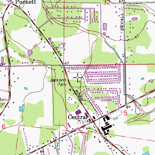 Topographic Map of Jackson Park, LA
