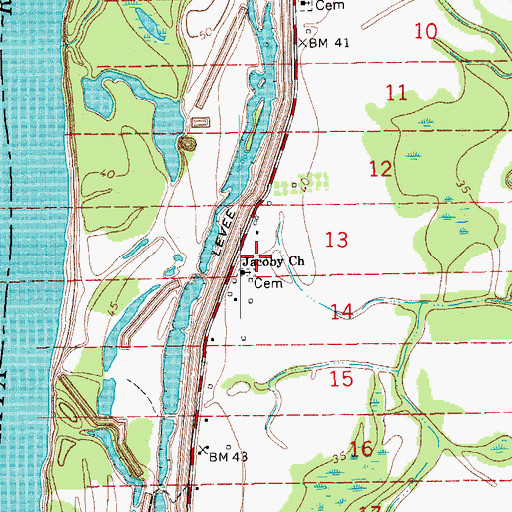 Topographic Map of Jacoby Church, LA
