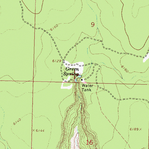 Topographic Map of Green Spring, AZ