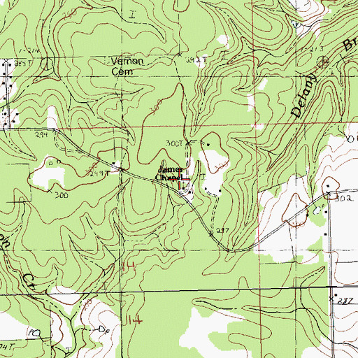 Topographic Map of James Chapel, LA