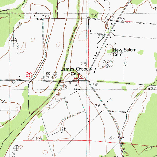 Topographic Map of James Chapel Cemetery, LA
