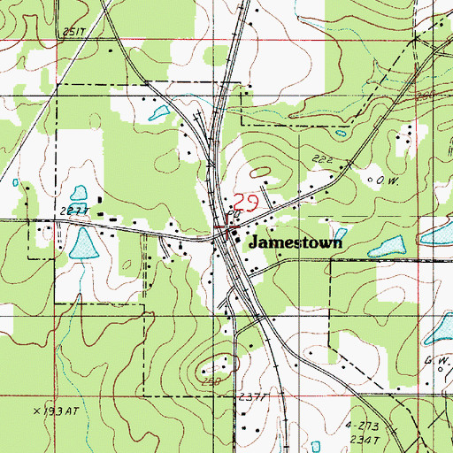 Topographic Map of Jamestown, LA