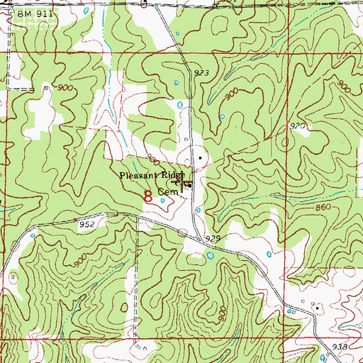 Topographic Map of Pleasant Ridge Church, AR