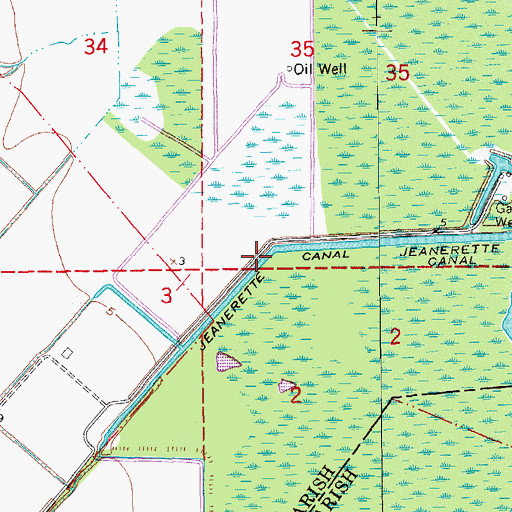 Topographic Map of Jeanerette Canal, LA