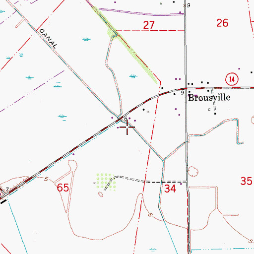 Topographic Map of Jefferson Canal, LA
