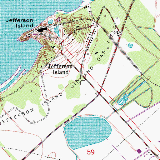 Topographic Map of Jefferson Island Oil and Gas Field, LA