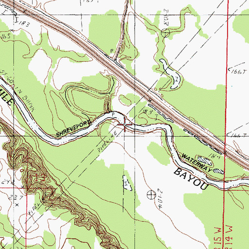 Topographic Map of Jefferson Shreveport Waterway Project, LA