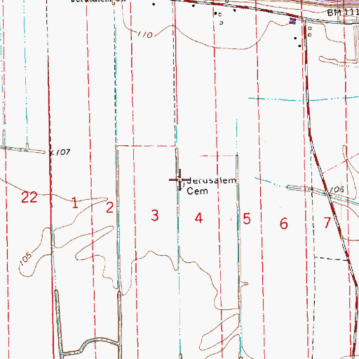 Topographic Map of Jerusalem Cemetery, LA