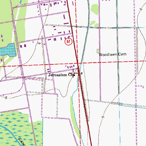 Topographic Map of Jerusalem Church, LA