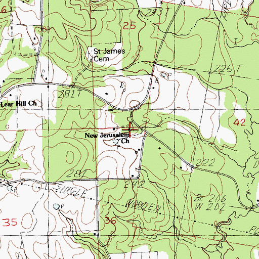 Topographic Map of Jerusalem Church, LA