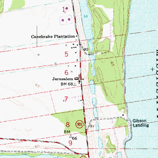 Topographic Map of Jerusalem Church, LA