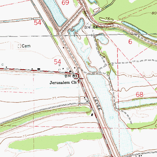 Topographic Map of Jerusalem Church, LA