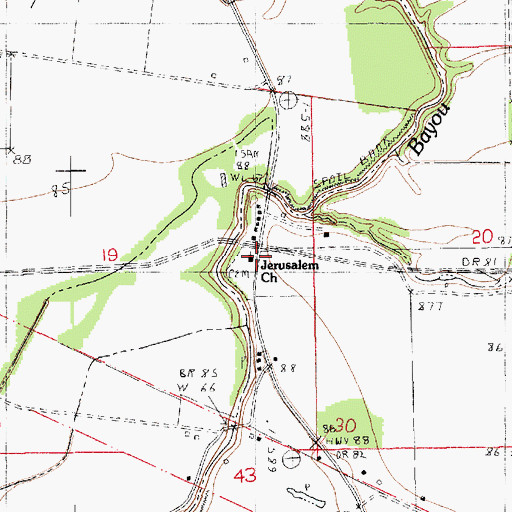 Topographic Map of Jerusalem Church, LA
