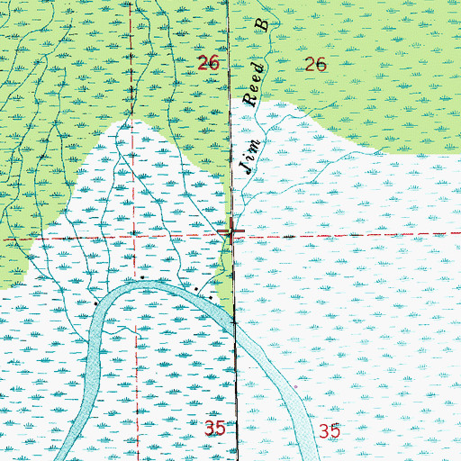 Topographic Map of Jim Reed Bayou, LA