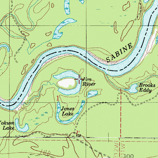 Topographic Map of Jim River, LA