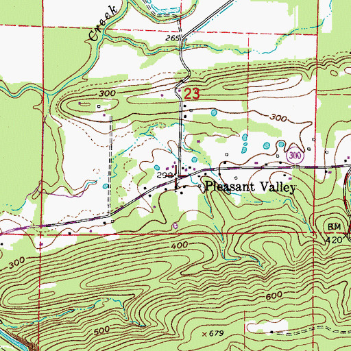 Topographic Map of Pleasant Valley, AR