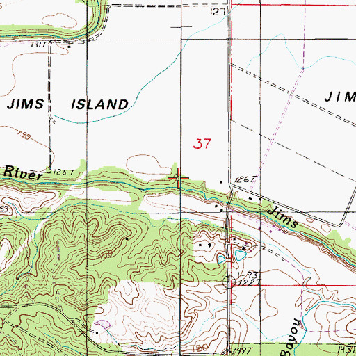 Topographic Map of Jims River, LA