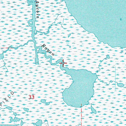 Topographic Map of Joe Aucoin Bayou, LA