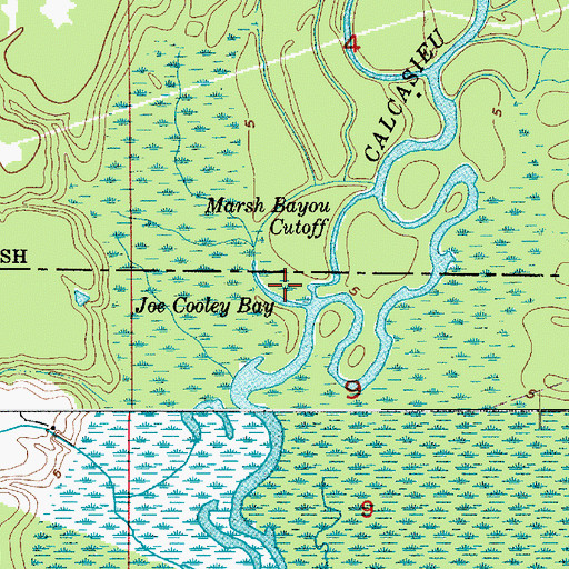 Topographic Map of Joe Cooley Bay, LA