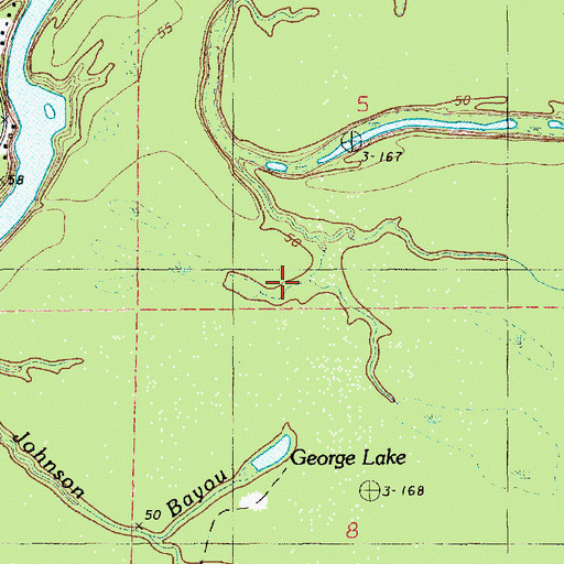 Topographic Map of Johnson Bayou, LA