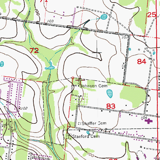 Topographic Map of Johnson Cemetery, LA