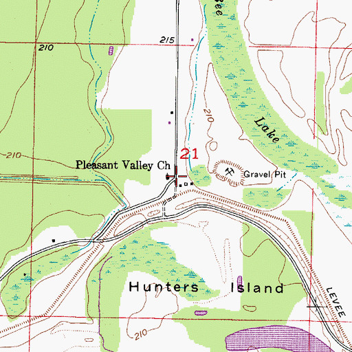 Topographic Map of Pleasant Valley Church, AR