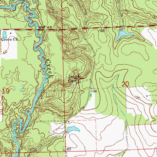 Topographic Map of Joiner Cemetery, LA