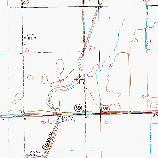 Topographic Map of Jones Bayou, LA