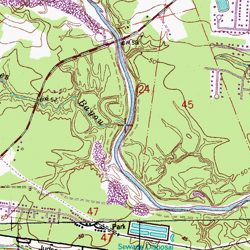 Topographic Map of Jones Bayou, LA