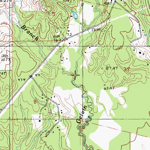 Topographic Map of Jones Branch, LA