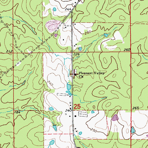 Topographic Map of Pleasant Valley Church, AR