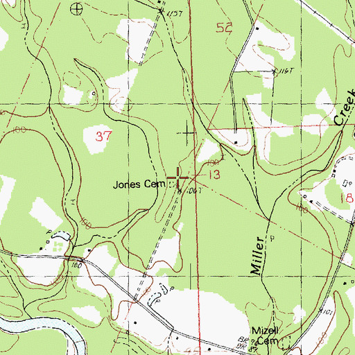 Topographic Map of Jones Cemetery, LA