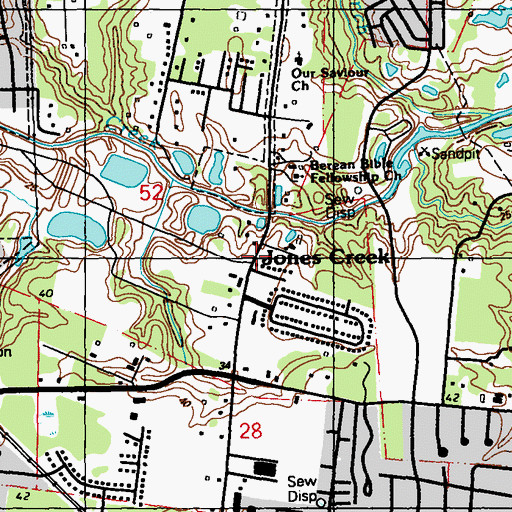 Topographic Map of Jones Creek, LA
