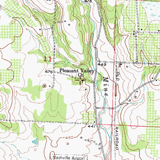 Topographic Map of Pleasant Valley Church, AR